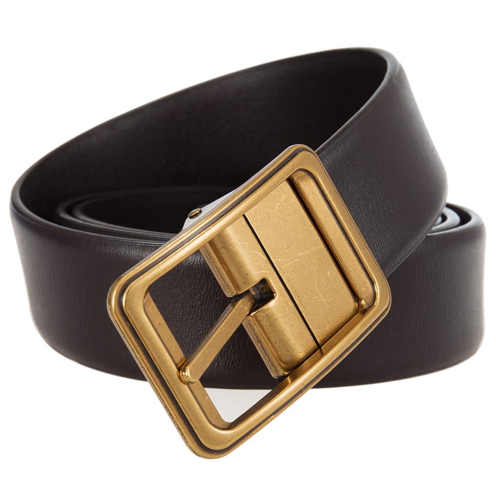 Men’s Leather Belt-Durable & Business Stylish | Golden Buckle Belt