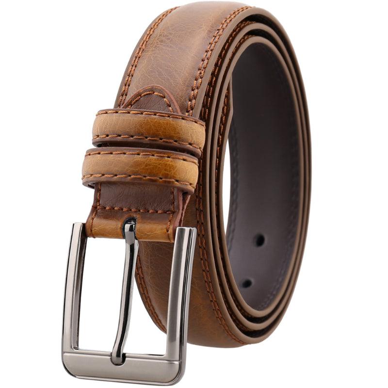 Men’s Leather Belt-for Jeans Chino Suit-in Black Brown Camel