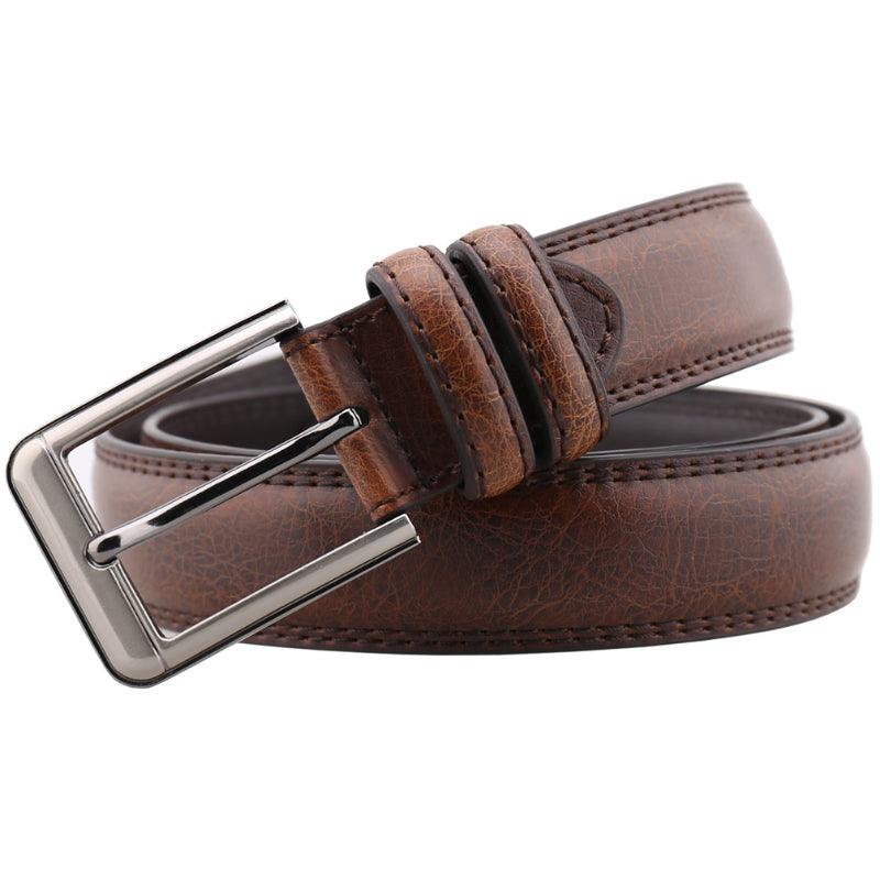 Men’s Leather Belt-for Jeans Chino Suit-in Black Brown Camel