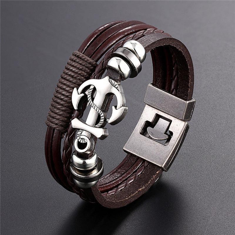 Men’s Leather Bracelet-Anchor Design-Nautical Spirit-Men’s Gift