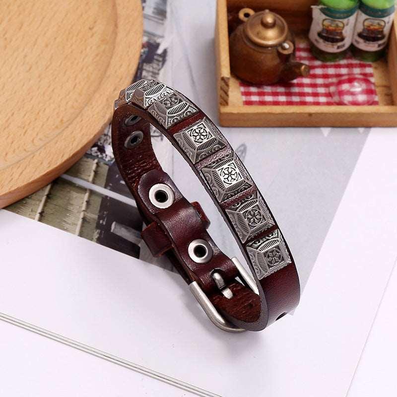 Men’s Leather Bracelet-Celtic Totem-Black,Brown-Men’s Gift