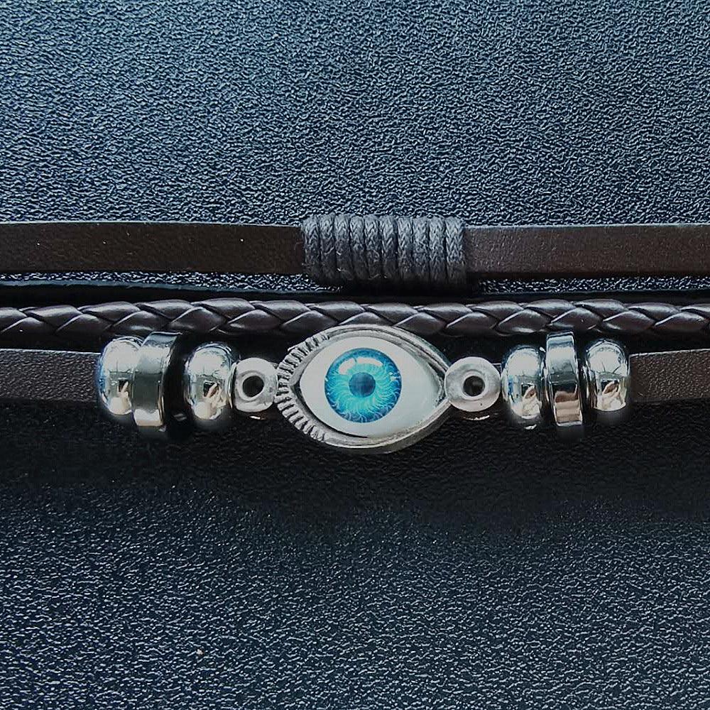 Men’s Leather Bracelet-Evil Eye Protection-Men’s Symbolic Gift