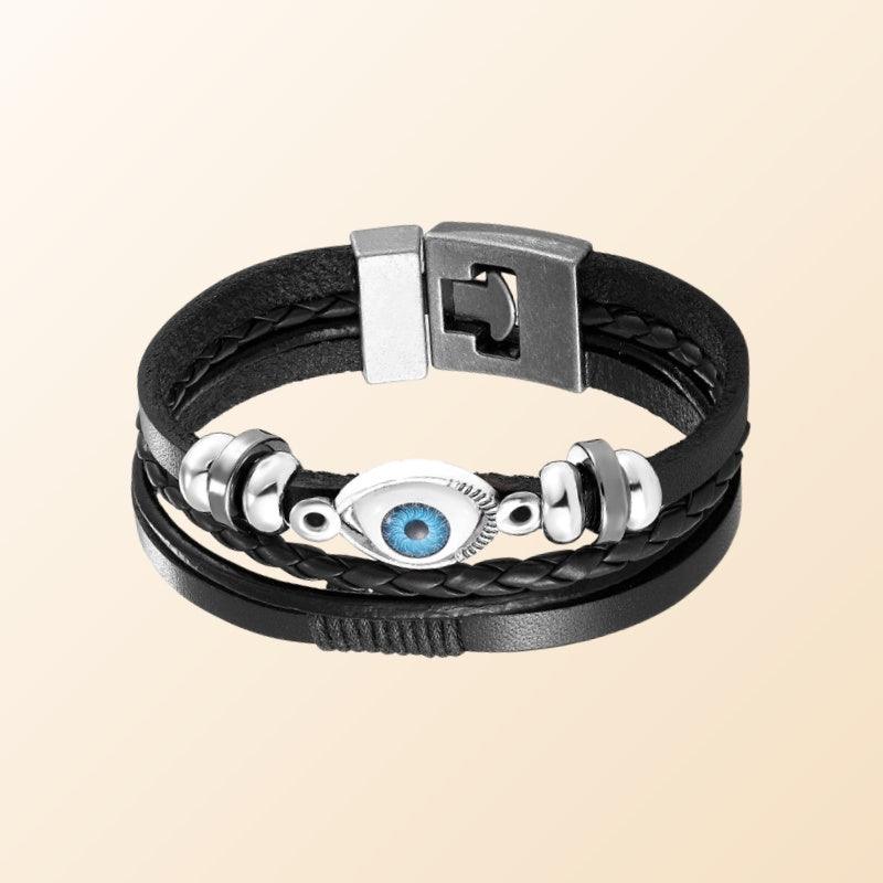 Men’s Leather Bracelet-Evil Eye Protection-Men’s Symbolic Gift