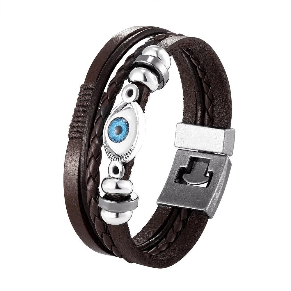 Men’s Leather Bracelet-Evil Eye Protection-Men’s Symbolic Gift