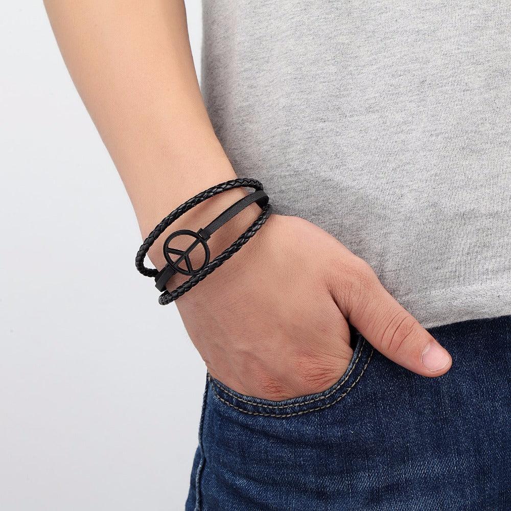 Men’s Leather Bracelet-Peace & Love-Serene-Men’s Accessory Gift