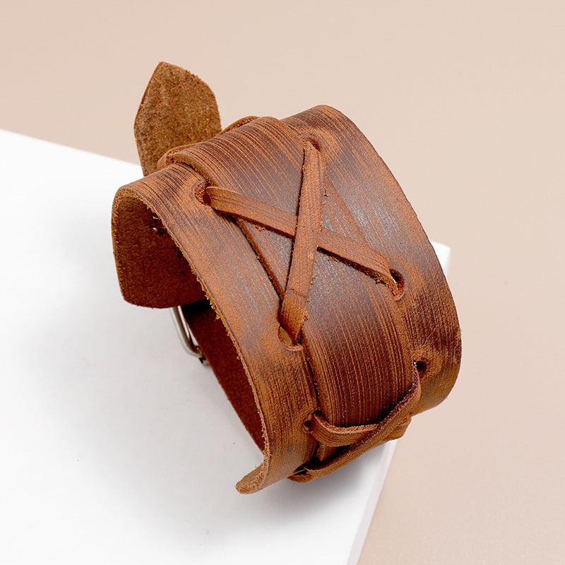 Men’s Leather Bracelet-Vintage Motor Biker Style-Men’s Gift