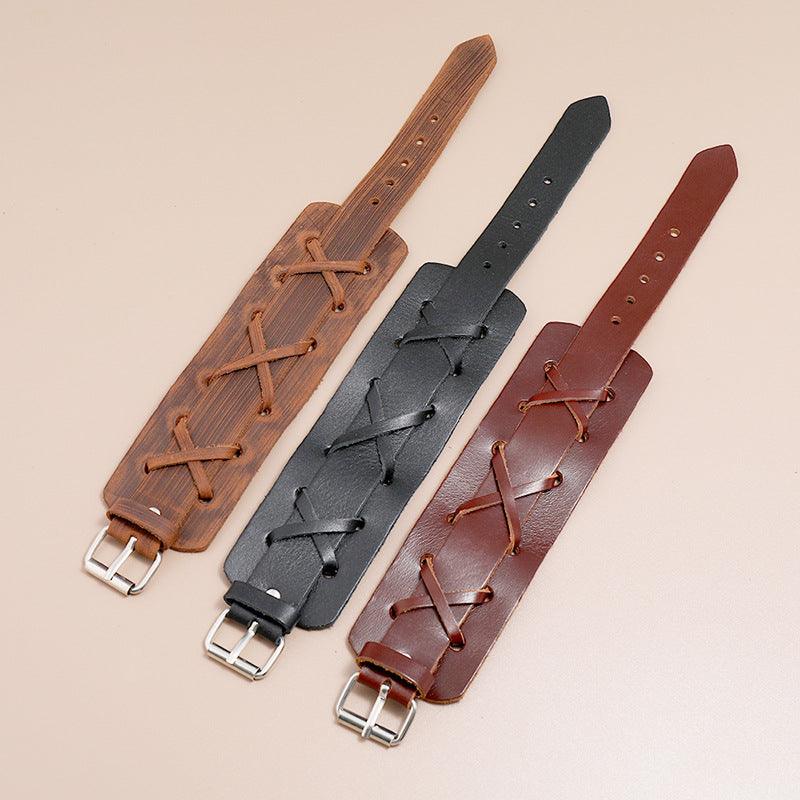 Men’s Leather Bracelet-Vintage Motor Biker Style-Men’s Gift