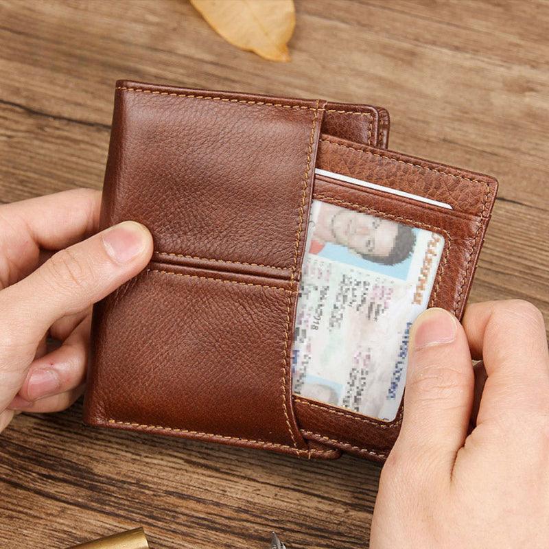 Men’s Leather Wallet & Card Holder-Black Coffee Brown-Gift Idea