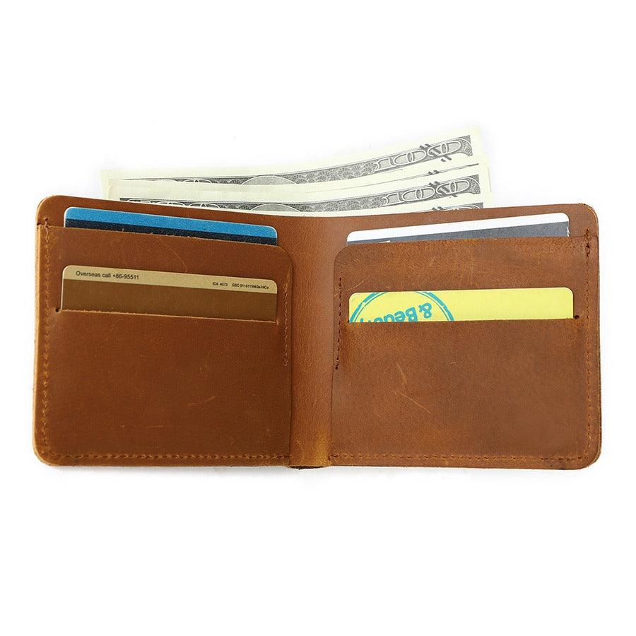 Men’s Leather Wallet-Vintage & Slim Design-Crazy Horse-Gift Idea