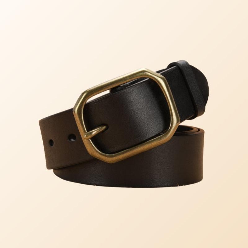 Men’s Luxury Leather Belt-Black/Brown-Brass Buckle-Men’s gift