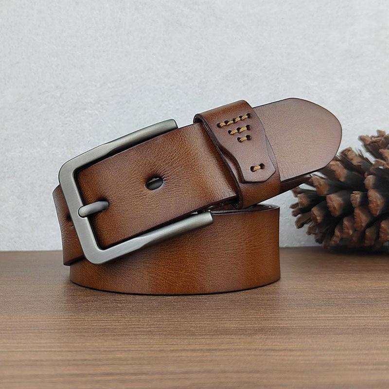 Men’s Luxury Leather Belt-Chic Retro-in Black Brown Boradeaux