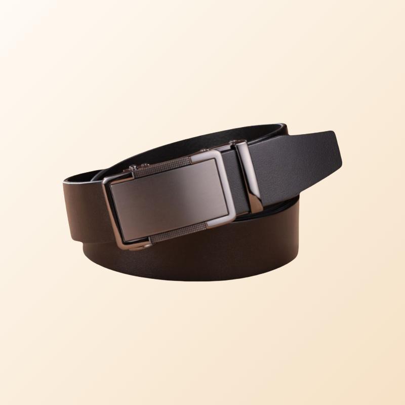 Men’s Luxury Leather Belt-Sleek Metallic for Business-Men’s Gift