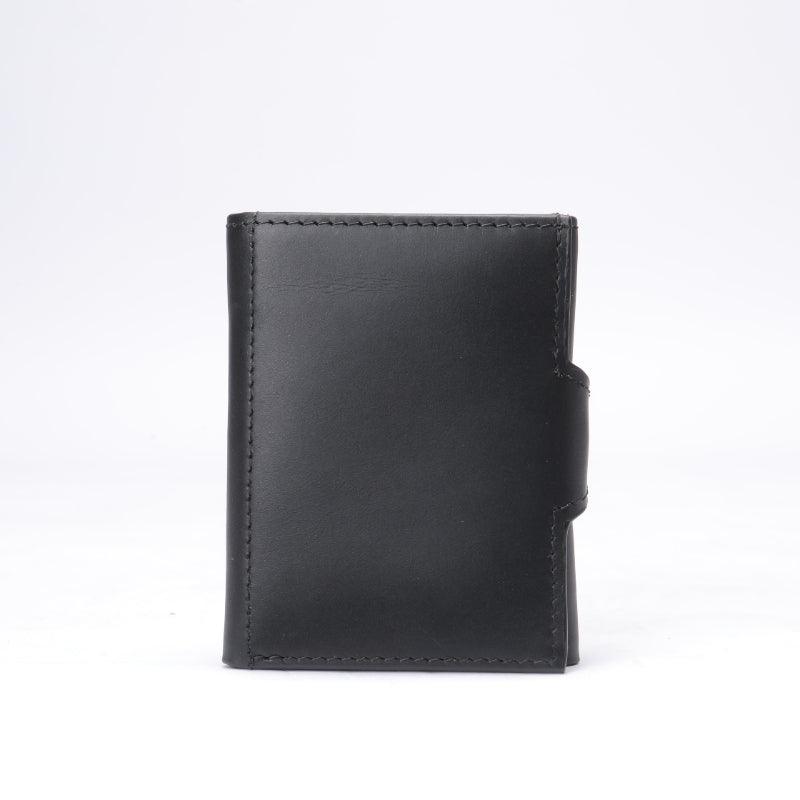 Men’s Trifold Leather Wallet-Black Brown-Coin Zip-Gift for Men