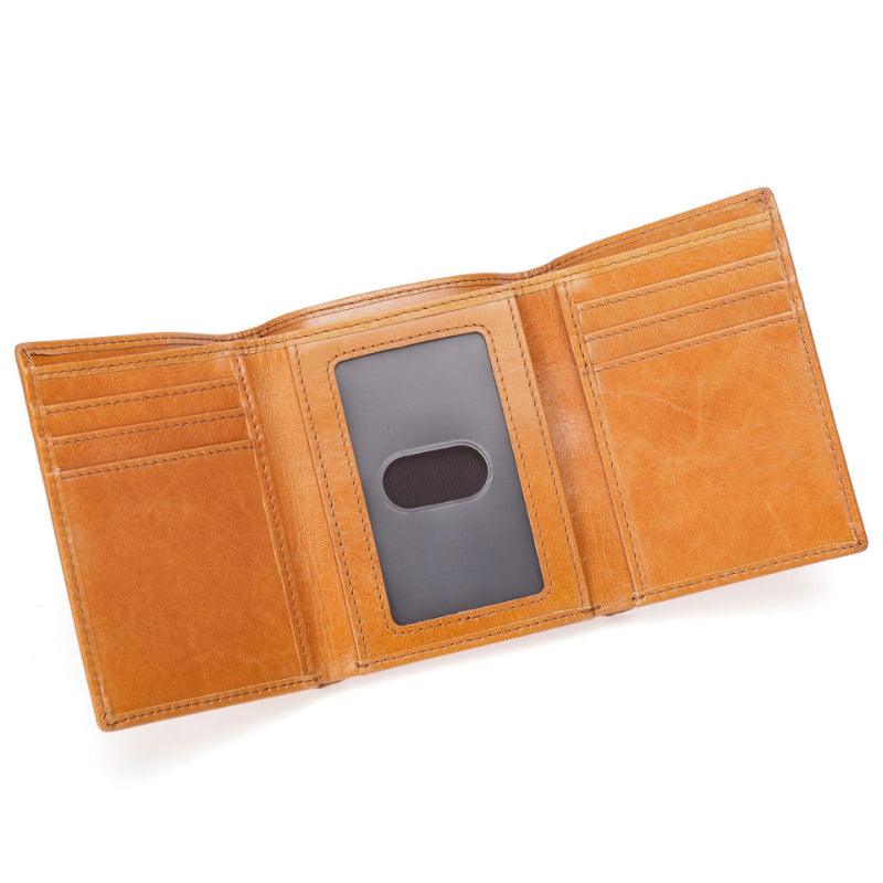 Men’s Trifold Leather Wallet - Crazy Horse Leather - Multicolor - Gift