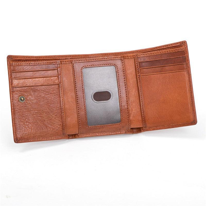 Men’s Trifold Leather Wallet - Crazy Horse Leather - Multicolor - Gift