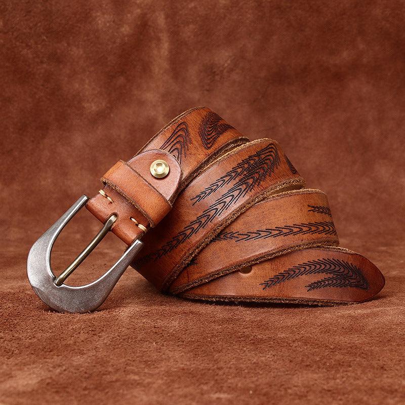 Men’s Western Cowboy Belt-Luxury Vintage Leather Strap-Men’s Gift Idea