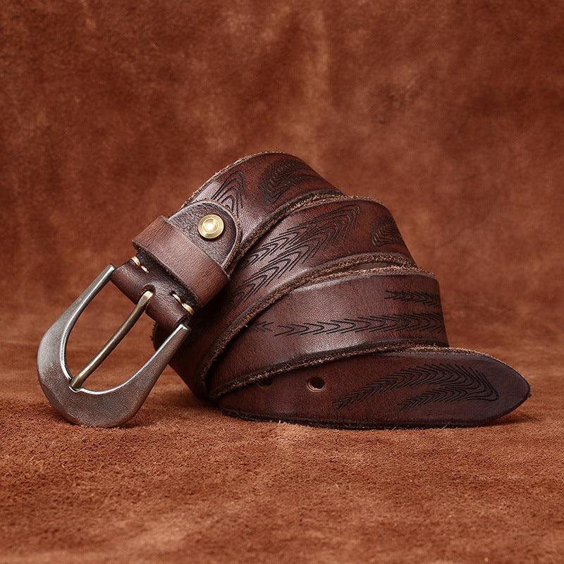 Men’s Western Cowboy Belt-Luxury Vintage Leather Strap-Men’s Gift Idea