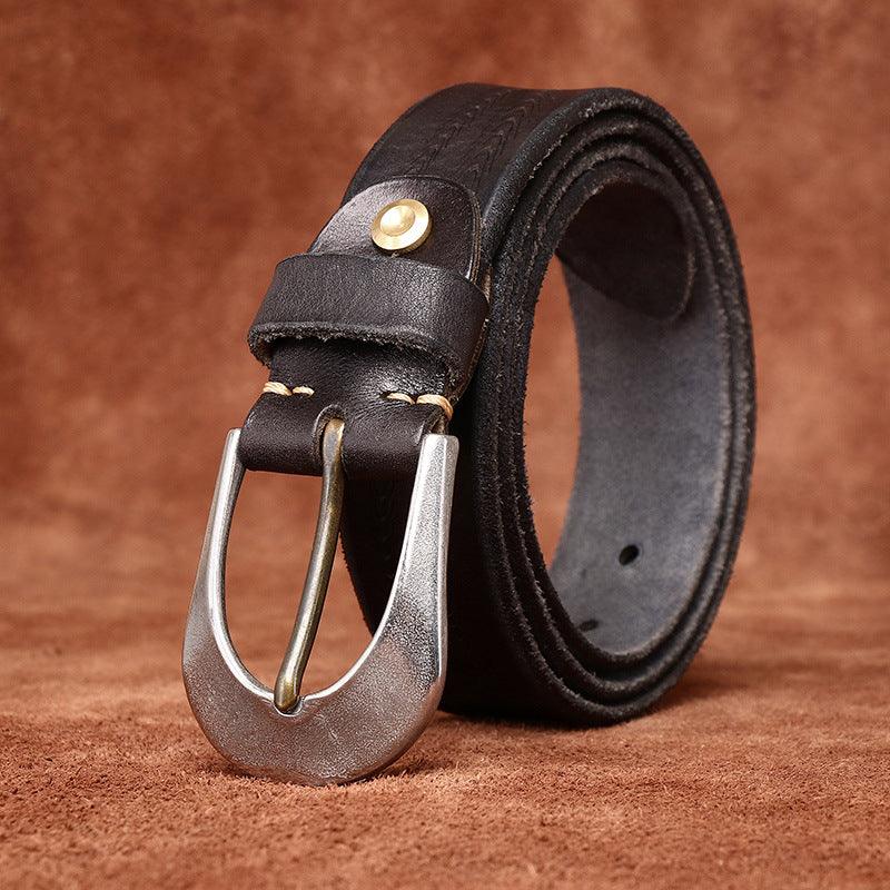 Men’s Western Cowboy Belt-Luxury Vintage Leather Strap-Men’s Gift Idea