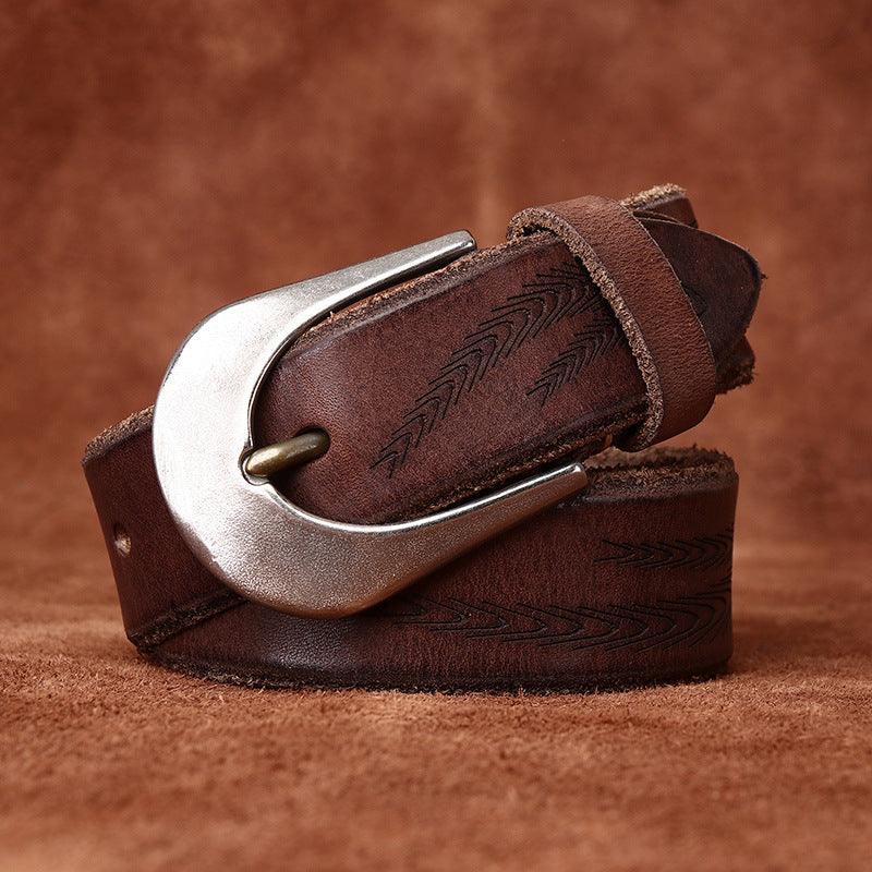 Men’s Western Cowboy Belt-Luxury Vintage Leather Strap-Men’s Gift Idea