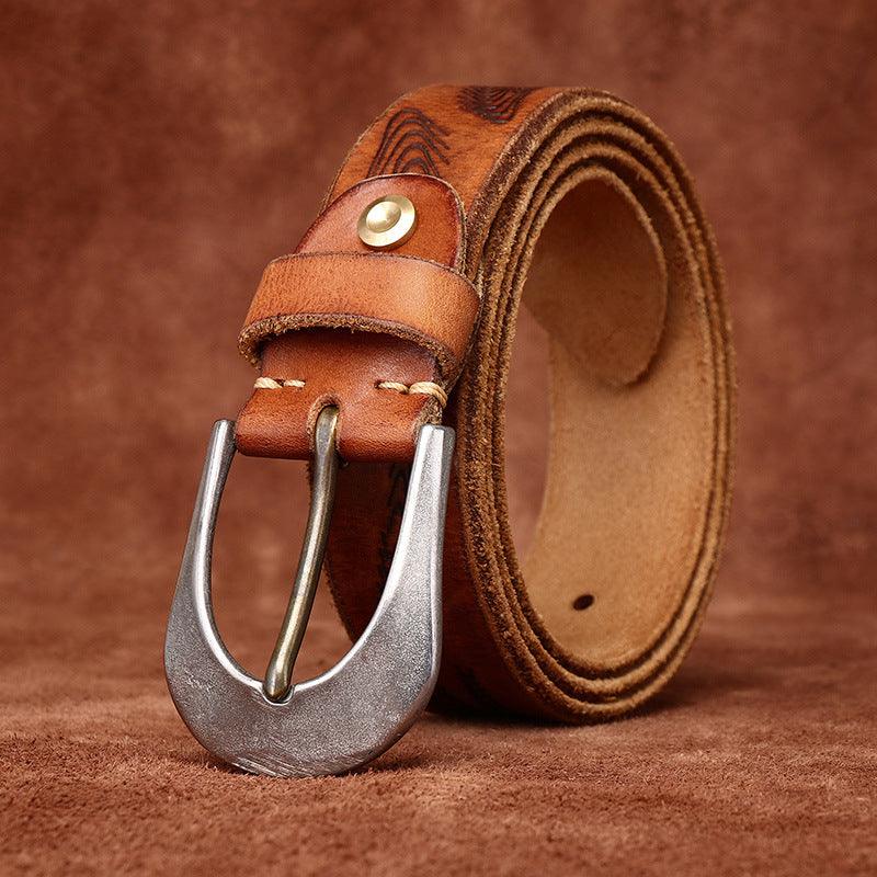 Men’s Western Cowboy Belt-Luxury Vintage Leather Strap-Men’s Gift Idea