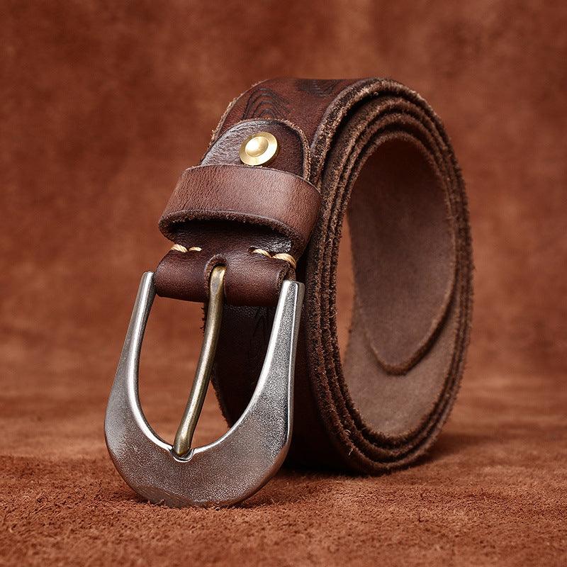 Men’s Western Cowboy Belt-Luxury Vintage Leather Strap-Men’s Gift Idea