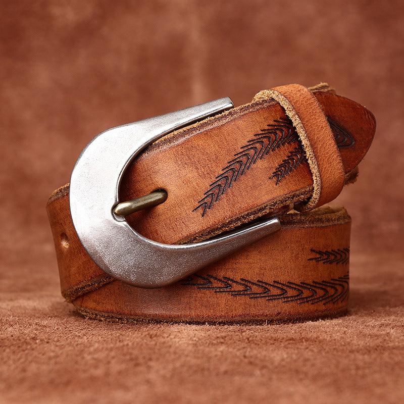 Men’s Western Cowboy Belt-Luxury Vintage Leather Strap-Men’s Gift Idea