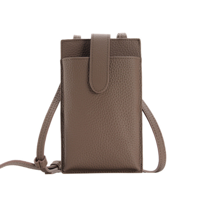 Phone Wallet Crossbody-Compact Leather Design-Black/Brown