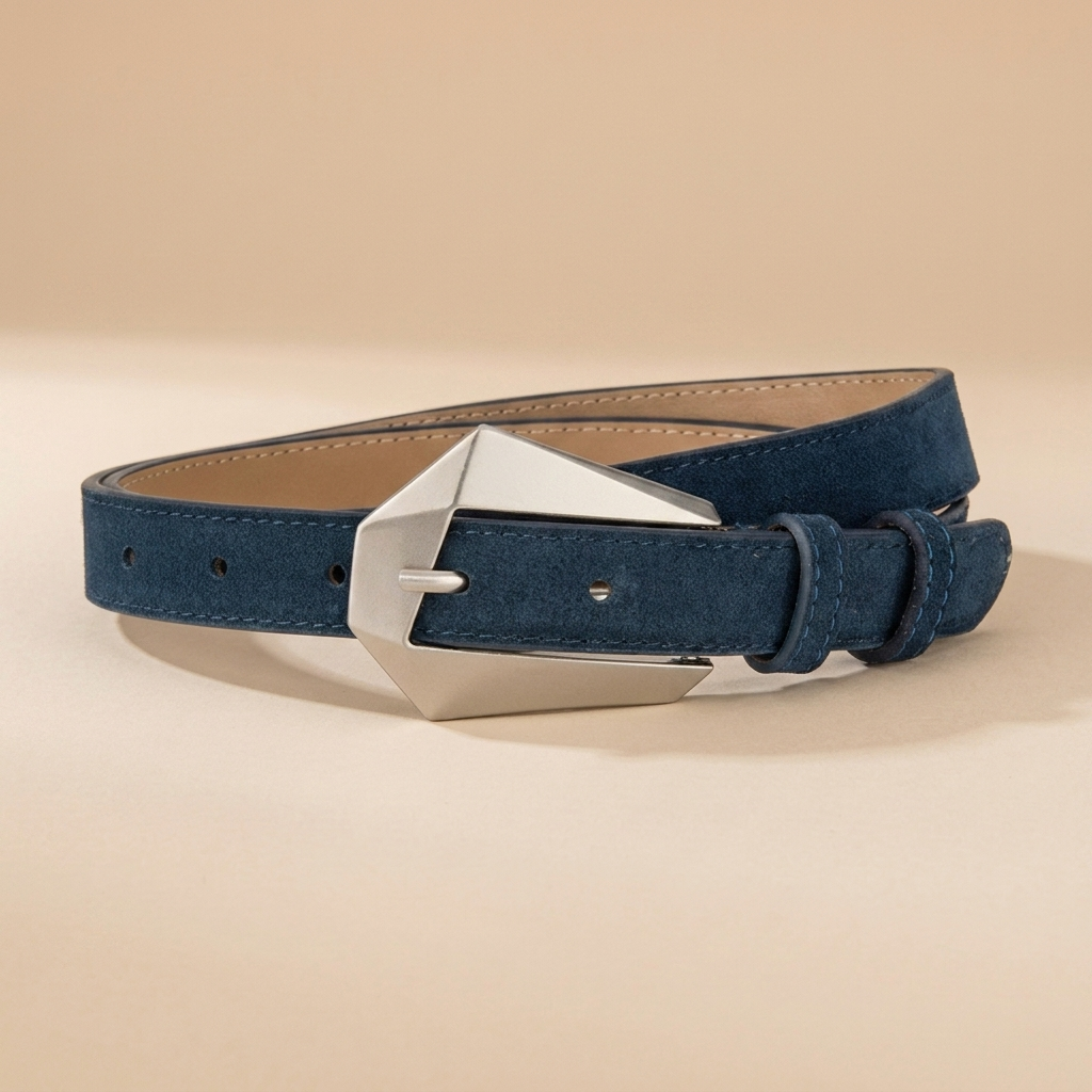 Western Belt Women's - Genuine Leather with Angular Western Buckle