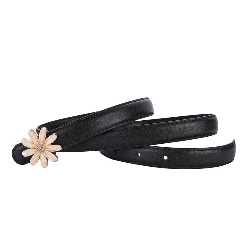 Women‘s Belt for Dresses-Trendy Luxury Belt-Floral Buckle-White Belt