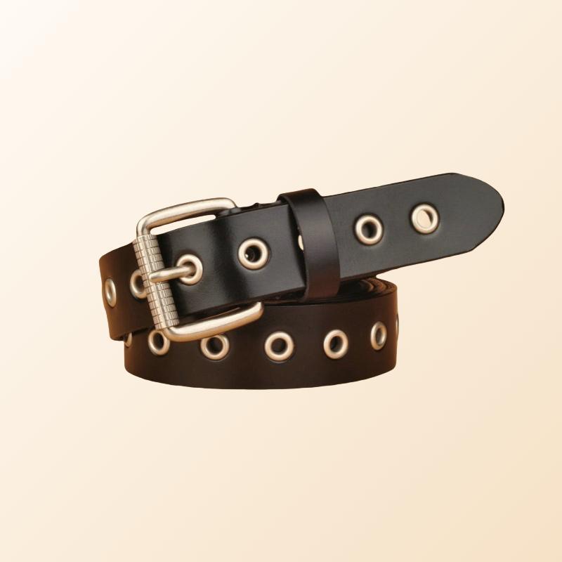 Women’s Leather Belt-Trendy for Rock-Style Accessory-in Black,Brown