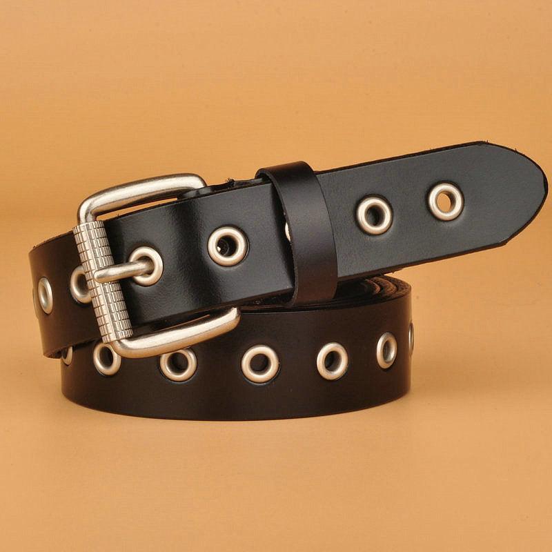 Women’s Leather Belt-Trendy for Rock-Style Accessory-in Black,Brown