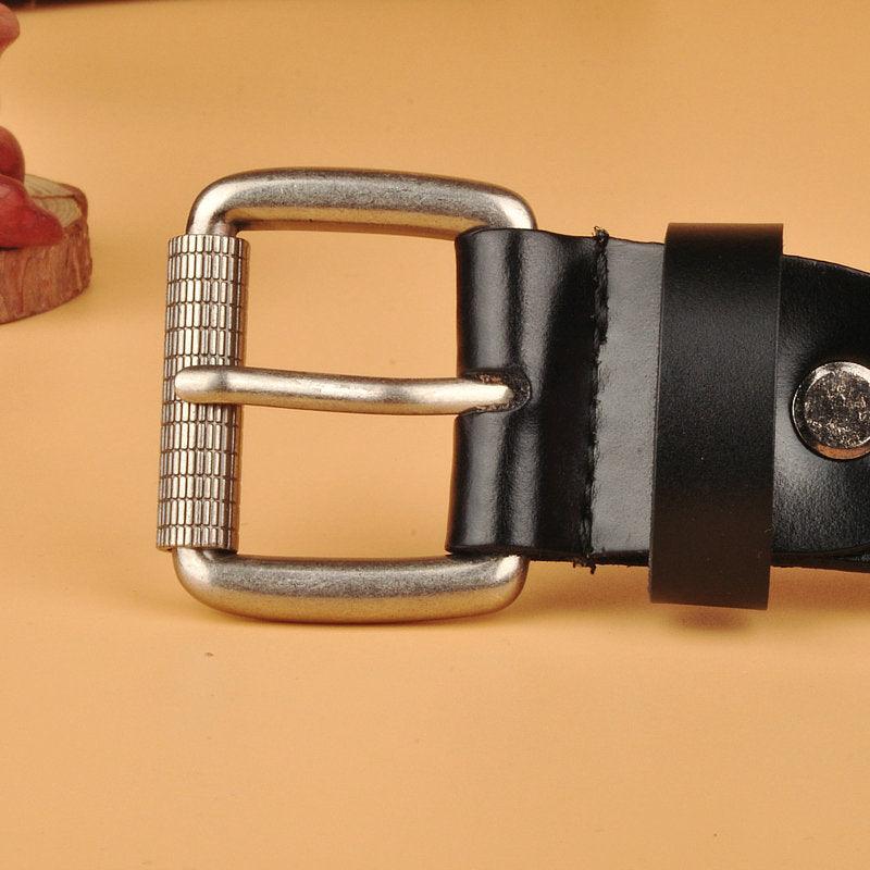 Women’s Leather Belt-Trendy for Rock-Style Accessory-in Black,Brown