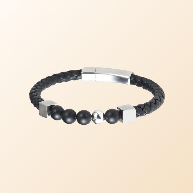 Women’s Leather Bracelet-Black Obsidian Elegance-Women’s Gift