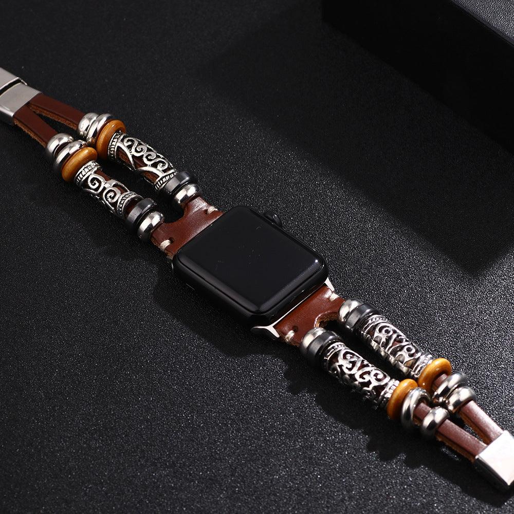 Women’s Leather bracelet for Apple Watch-Braided-Black,Brown,red,blue