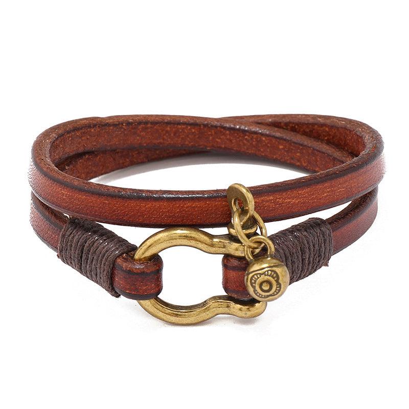 Women’s Leather Bracelet-Horse-Brown,Orange-Luck Charm-Women’s Gift