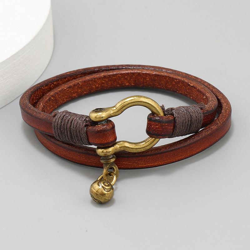 Women’s Leather Bracelet-Horse-Brown,Orange-Luck Charm-Women’s Gift