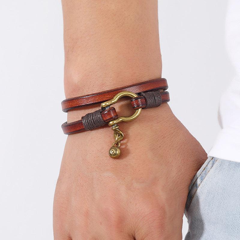 Women’s Leather Bracelet-Horse-Brown,Orange-Luck Charm-Women’s Gift