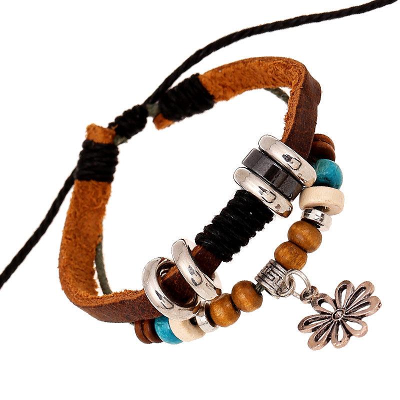 Women’s Leather Bracelet-Lucky Bloom-Bohemian Style-Wood-Ladies’ Gift