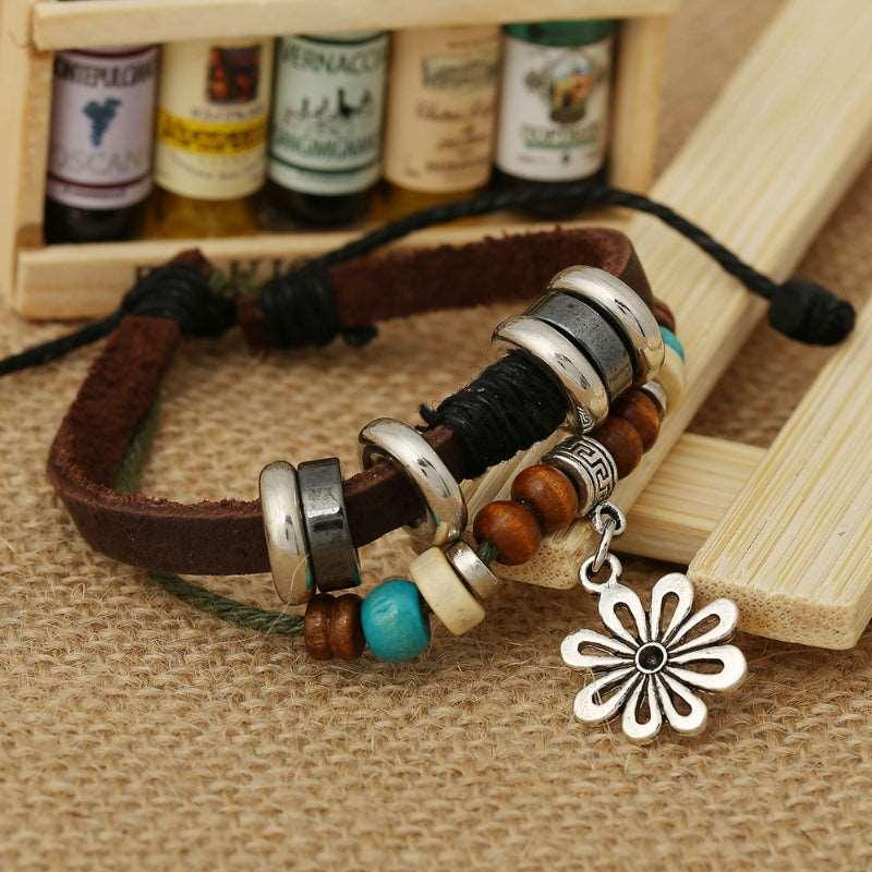 Women’s Leather Bracelet-Lucky Bloom-Bohemian Style-Wood-Ladies’ Gift