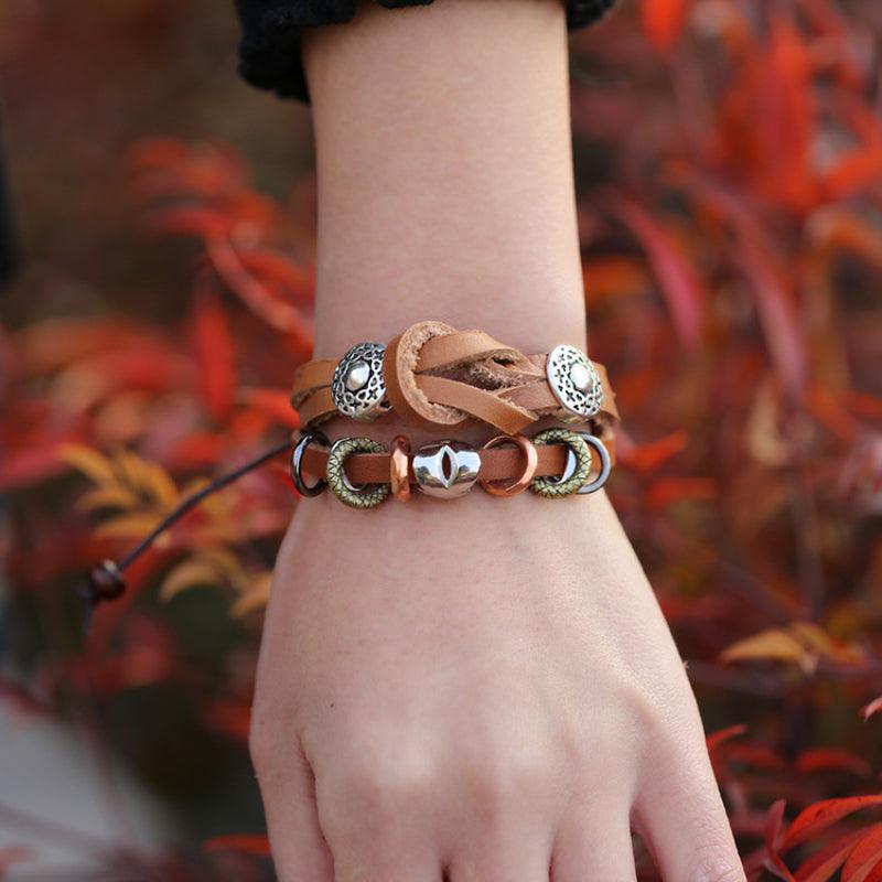 Women’s Leather Bracelet-Zen Wheel-Cultural Adornment-Women’s Gift