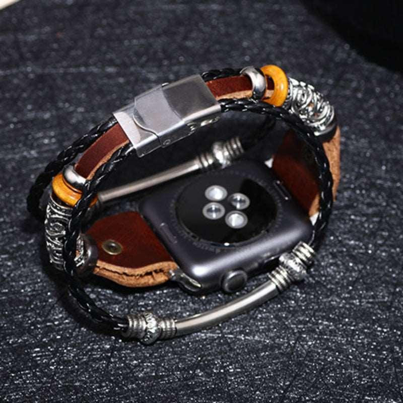 Women’s Leather Strap for Apple Watch-Braided-Black,Brown-Women’s Gift