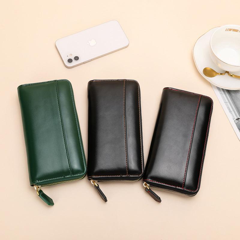 Women’s Long Wallet - Top Grain Leather - Black/Brown/Blue/Green