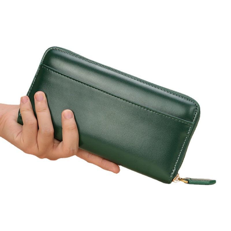 Women’s Long Wallet - Top Grain Leather - Black/Brown/Blue/Green