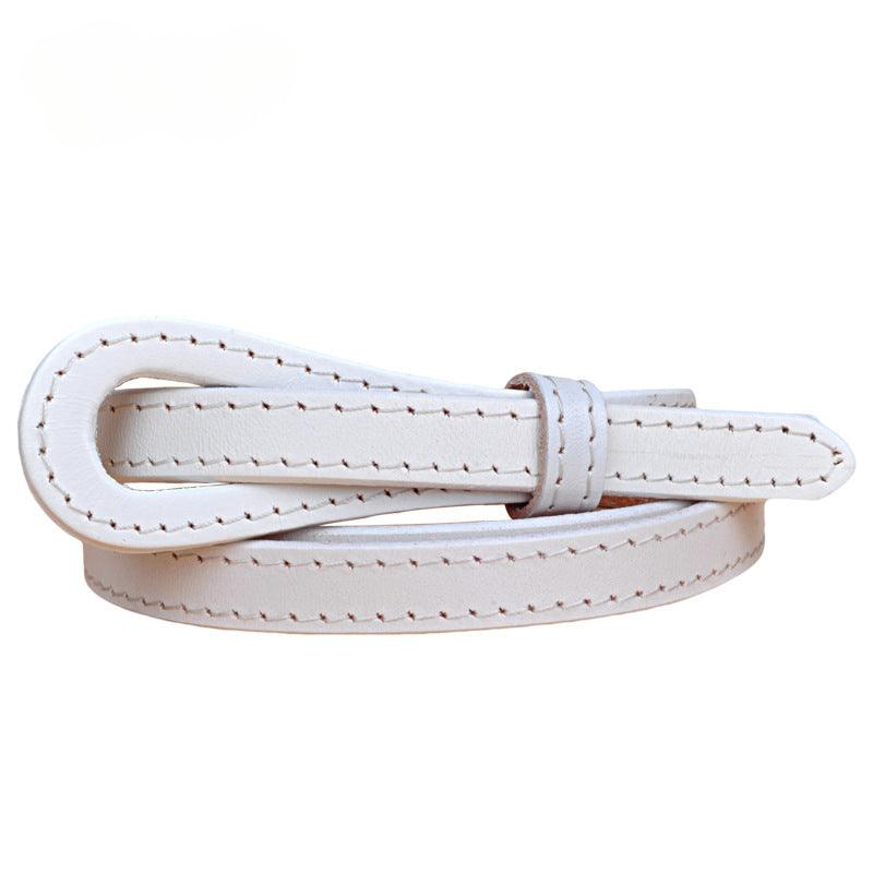 Women’s Luxury Leather Belt-White & Orange Color-Belt for Dresses
