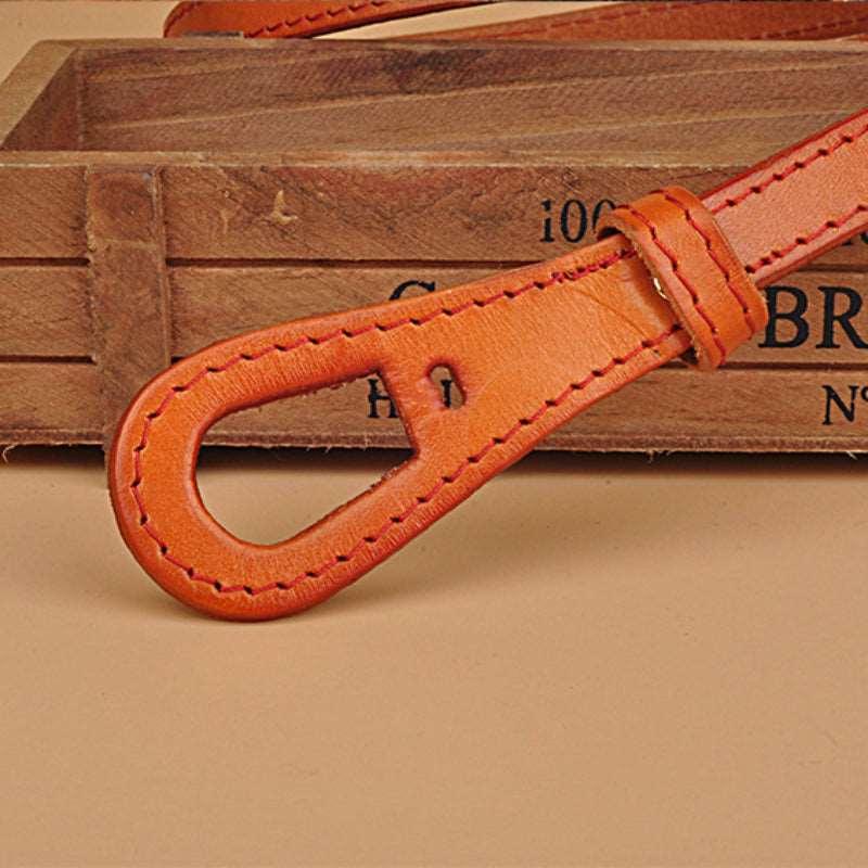 Women’s Luxury Leather Belt-White & Orange Color-Belt for Dresses