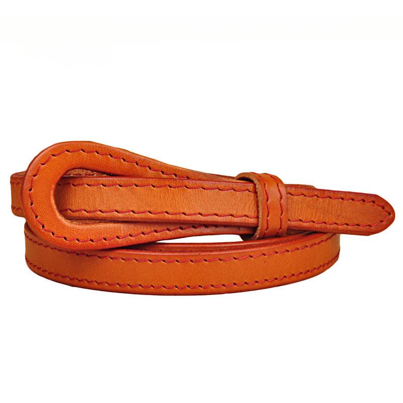 Women’s Luxury Leather Belt-White & Orange Color-Belt for Dresses