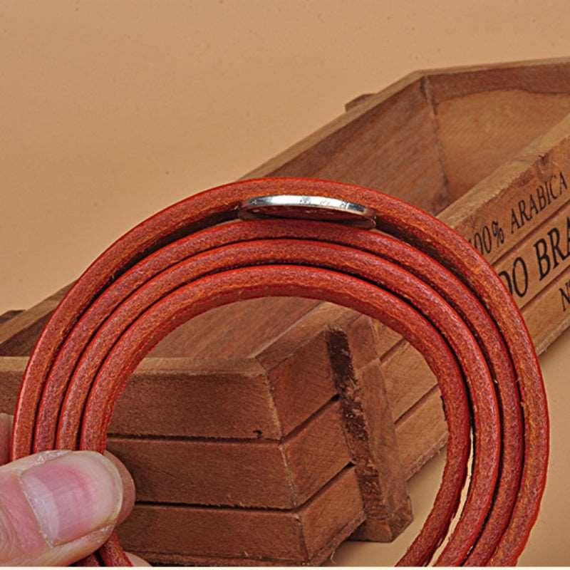 Women’s Luxury Leather Belt-White & Orange Color-Belt for Dresses