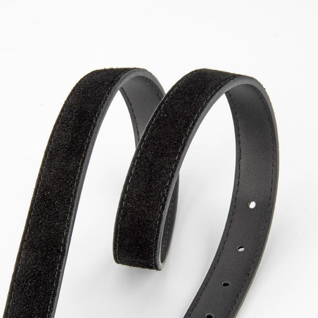 Women's Western Belt - Suede Leather with Shell-Shape Silver Buckle