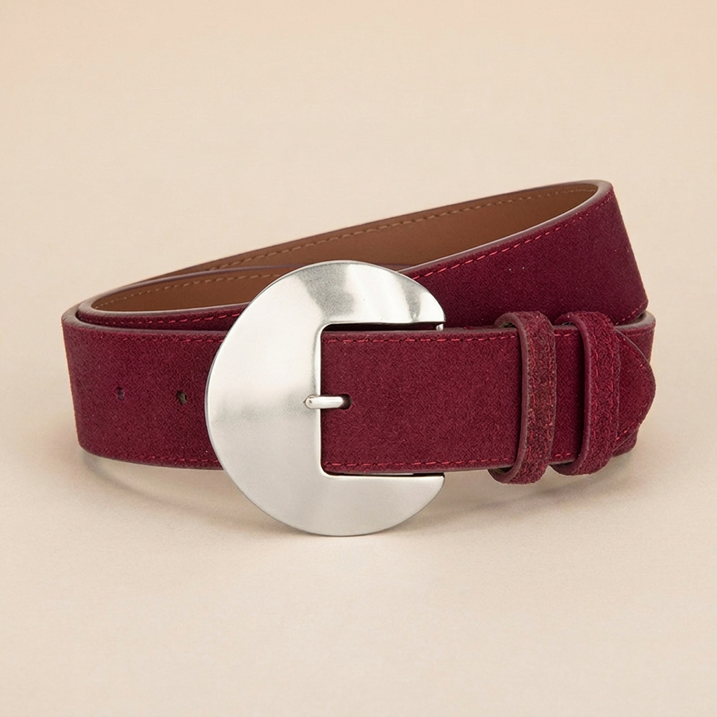 Women's Western Belt - Suede Leather with Silver Western Buckle