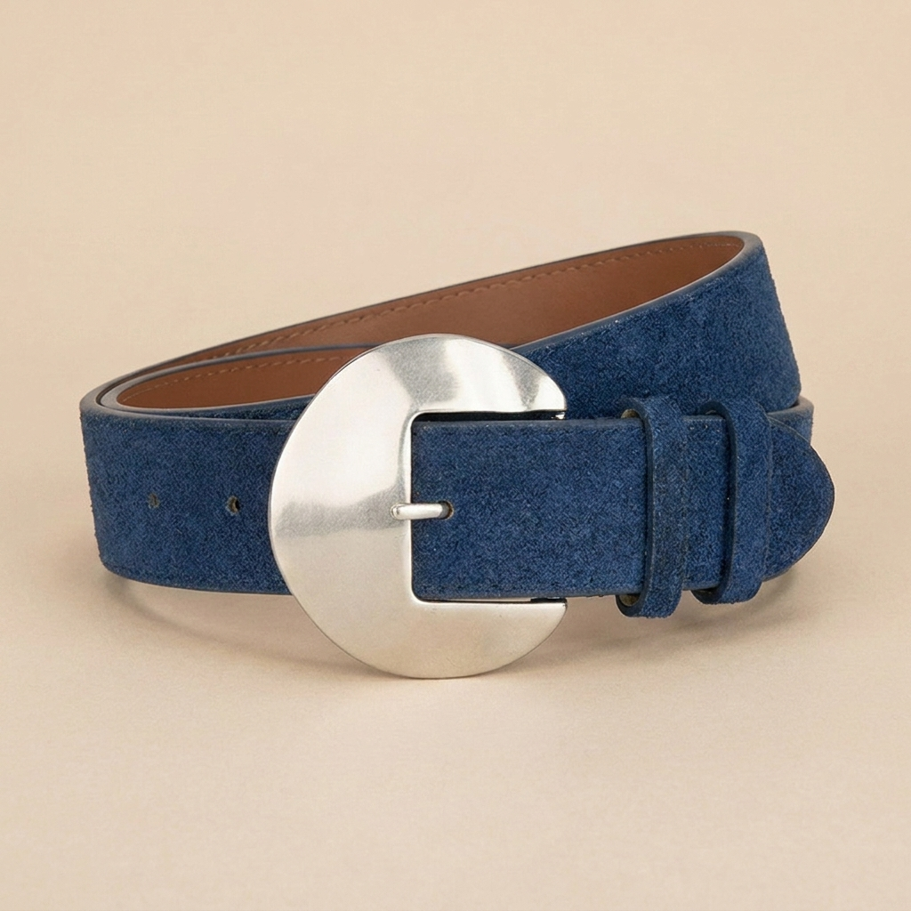 Women's Western Belt - Suede Leather with Silver Western Buckle